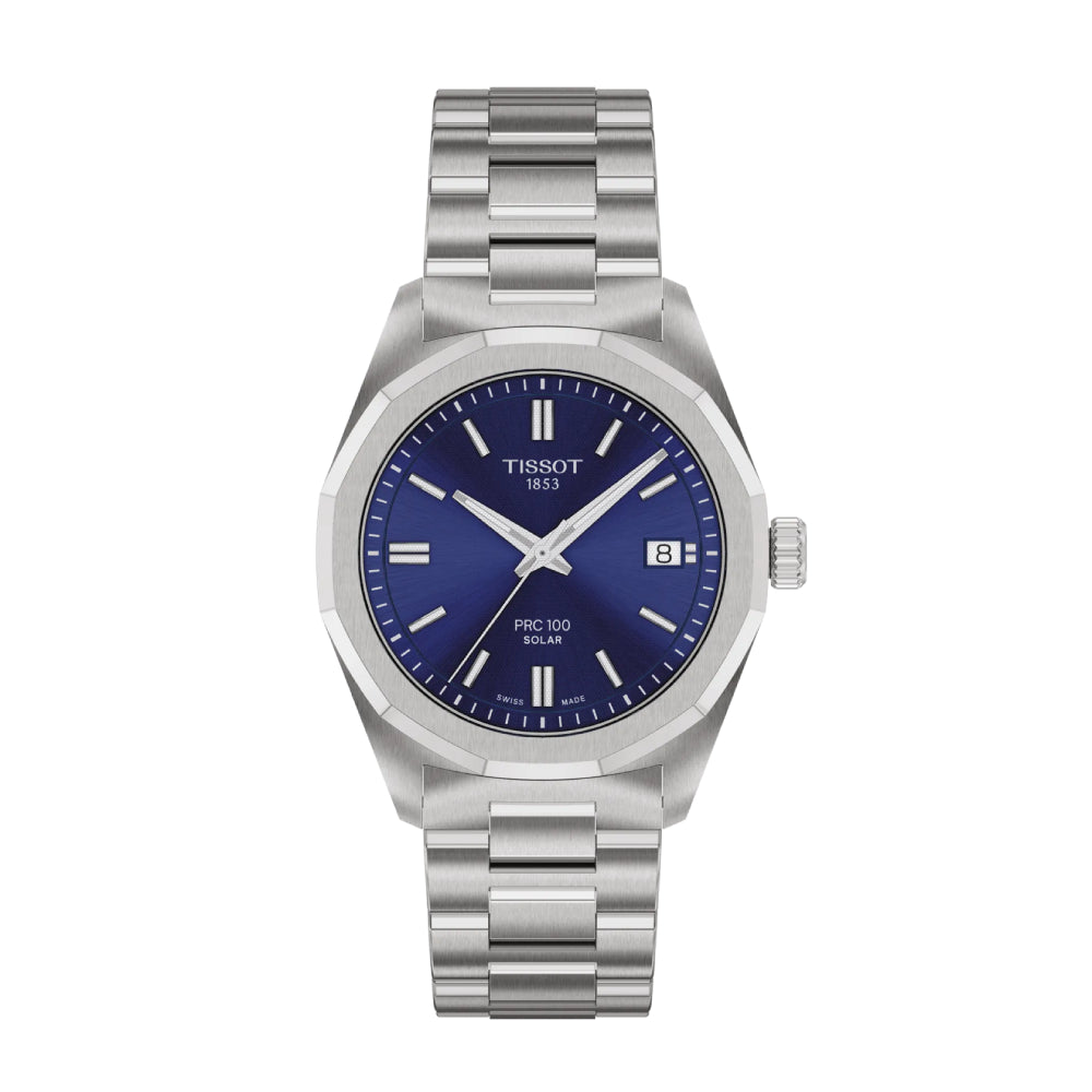 Tissot PRC 100 Solar 34MM Steel Case Blue Dial Steel Bracelet