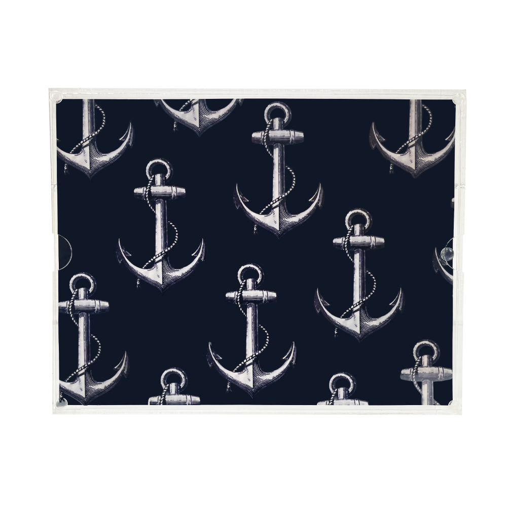 Marye-Kelley Vintage Anchor Navy Lucite Tray