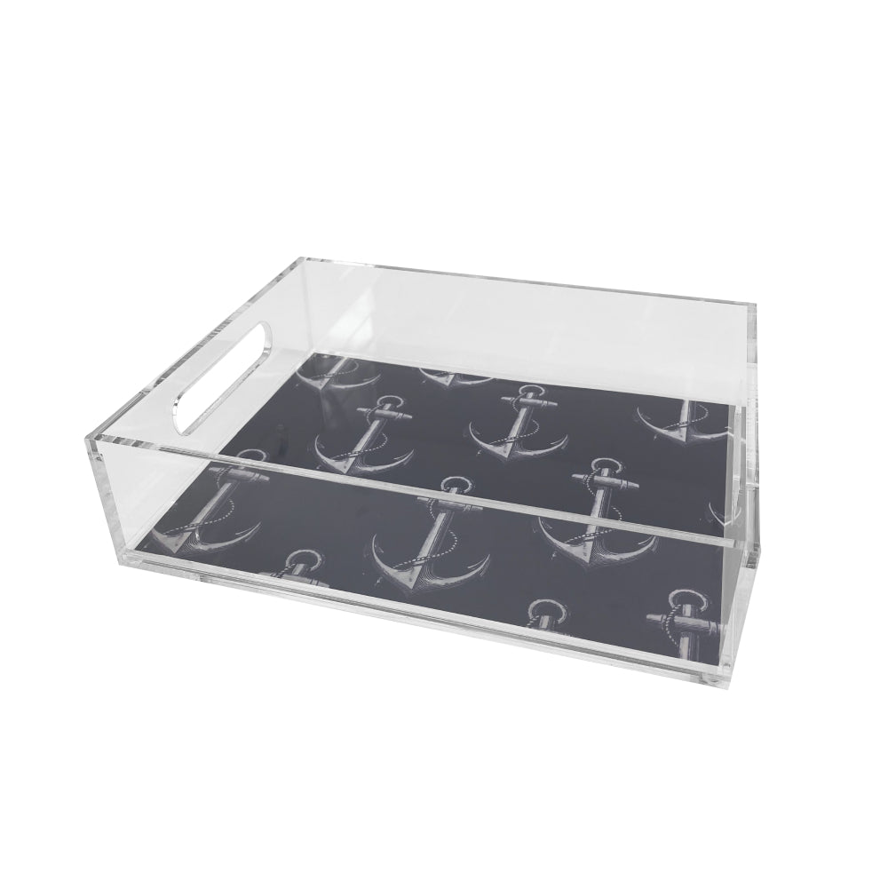 Marye-Kelley Vintage Anchor Navy Lucite Tray
