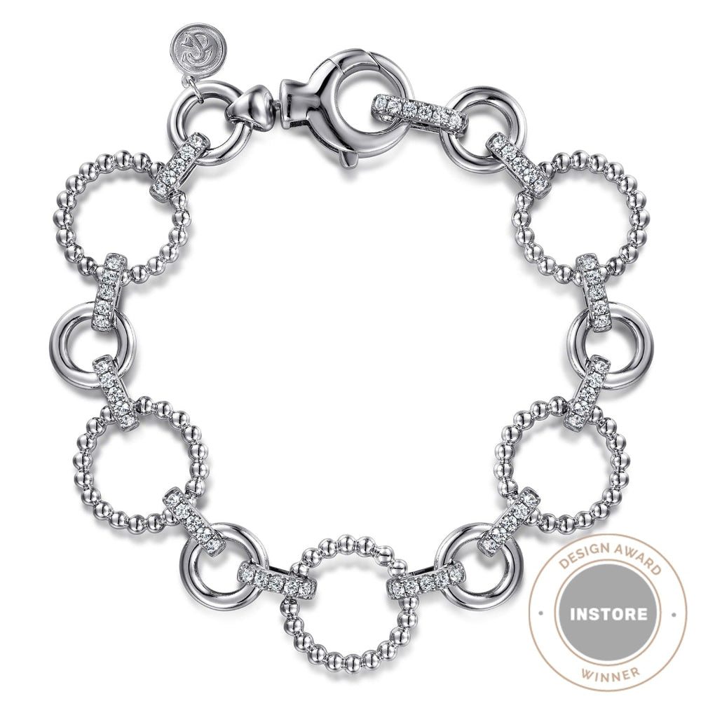 7.5 in Sterling silver and White Sapphire Tennis Link Bracelet