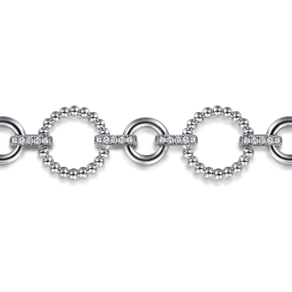 Up close view of White Sapphire tennis link bracelet