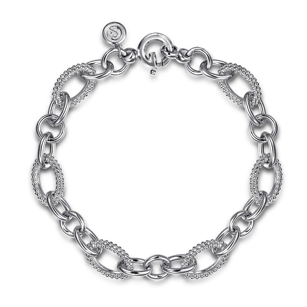 Triple link chain silver bracelet 