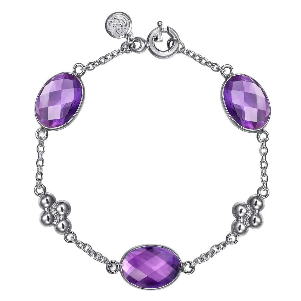 Sterling silver and Amethyst Station bracelet