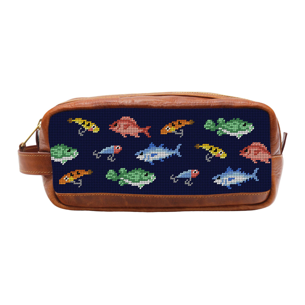 Smathers & Branson Fish and Tackle Pattern Toiletry Bag (Dark Navy)