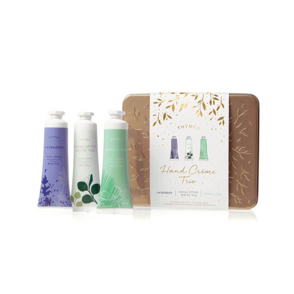 Thymes Hand Creme Trio: Lavender, Eucalyptus White Tea, Neroli Sol