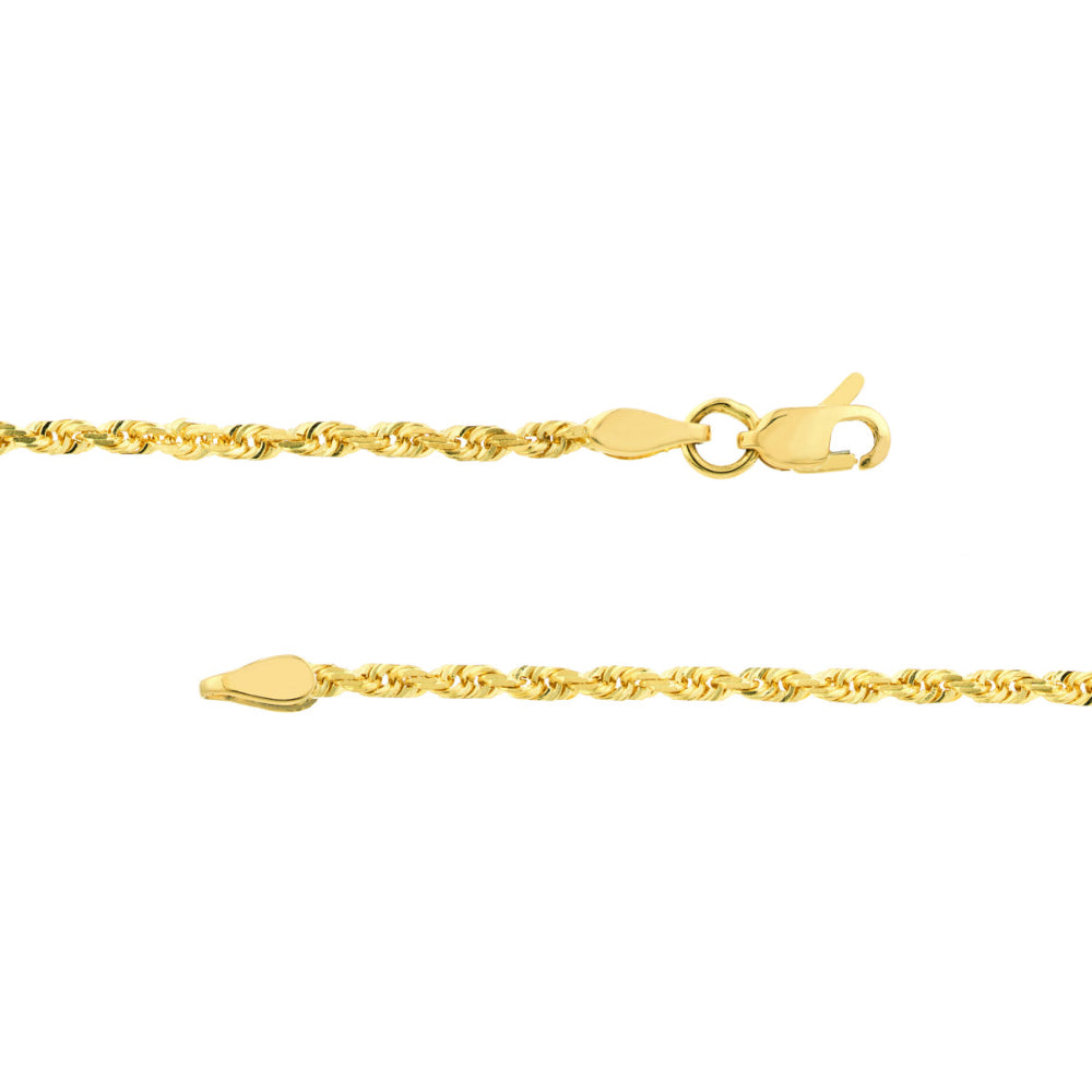 14k Gold 2.5mm Diamond-Cut Rope Chain