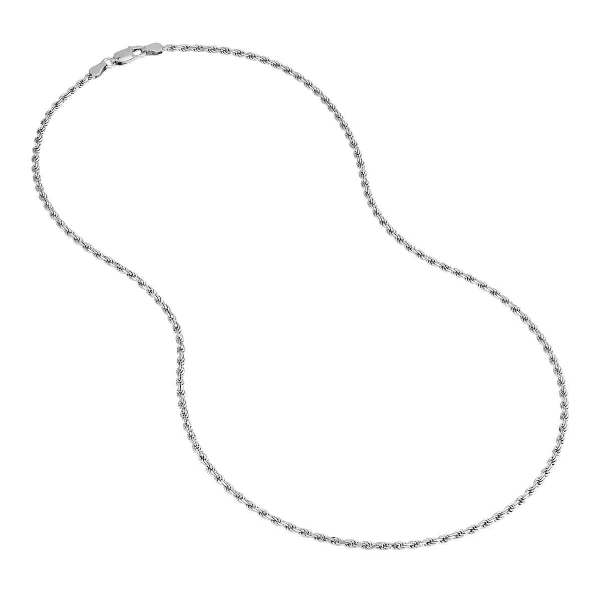 Silver chain necklace on a white background