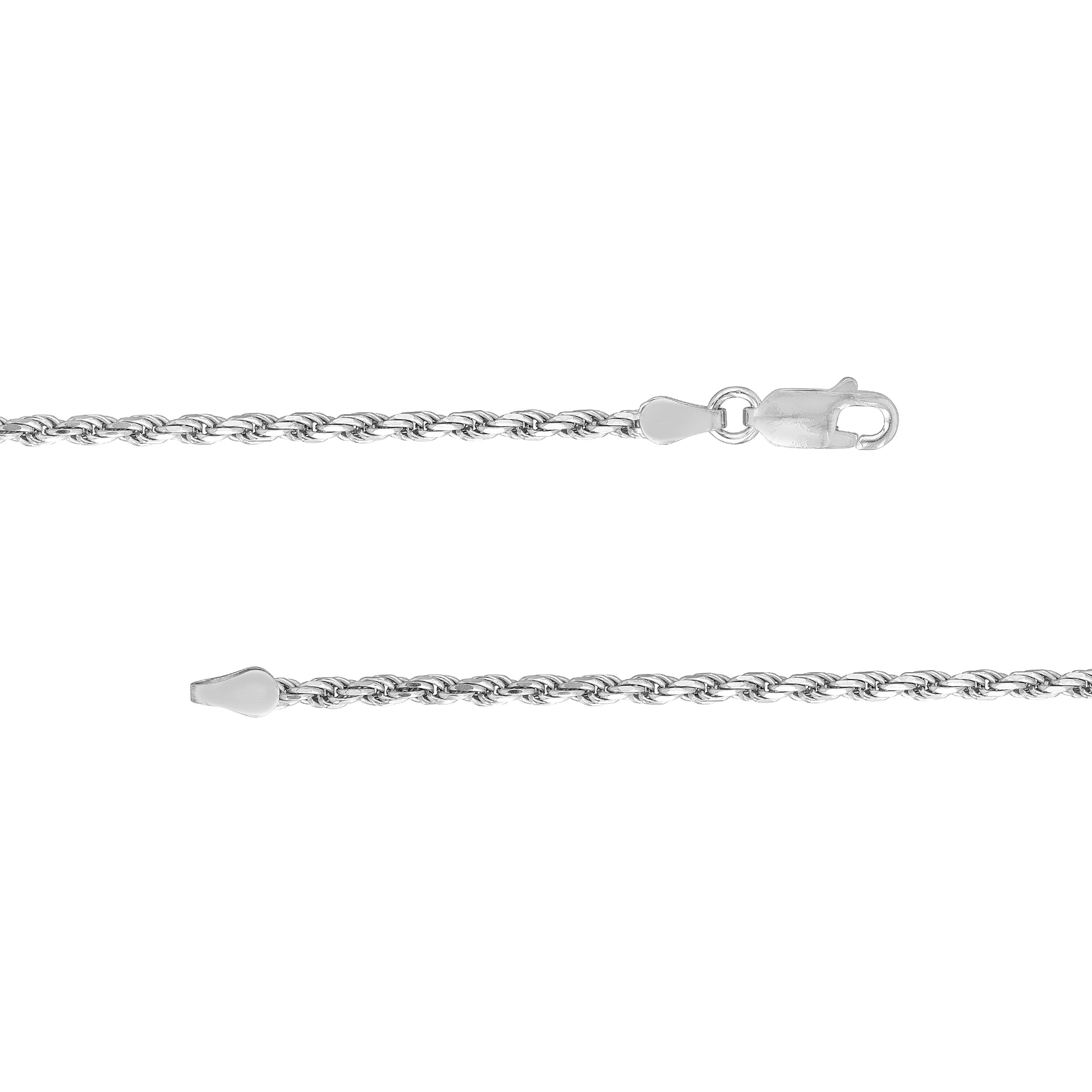 Silver chain necklace on a white background