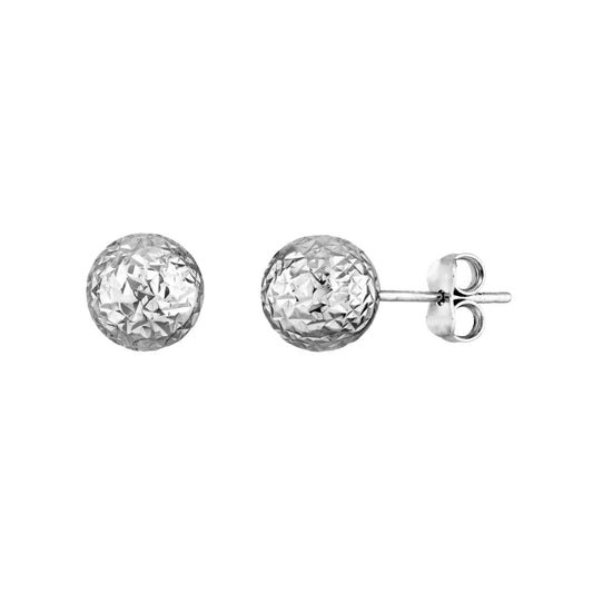 Sterling Silver Diamond-Cut Bead Studs