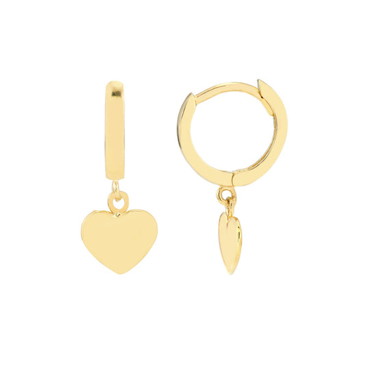 14K Yellow Gold Heart Earrings