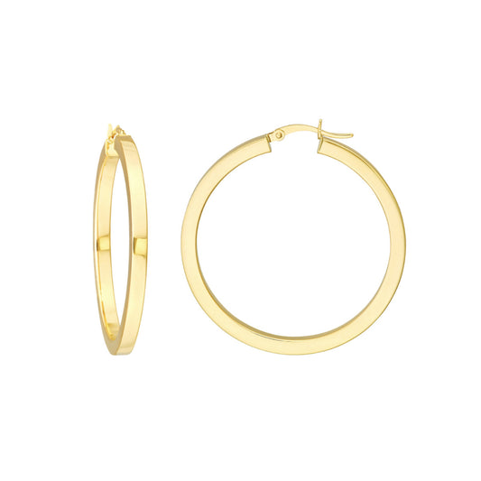 14k Gold Square Tube Hoop Earrings