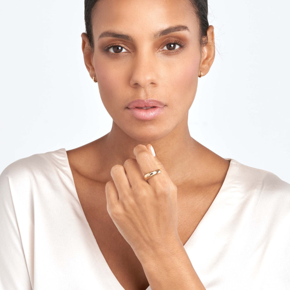 14k Gold Domed Puff Ring