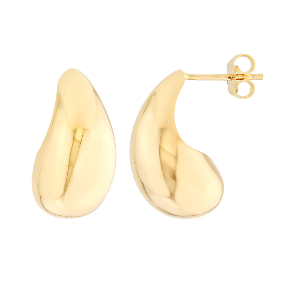 14k Gold Teardrop Dome Earrings