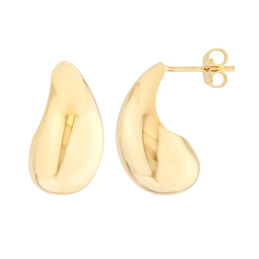 14k Gold Teardrop Dome Earrings