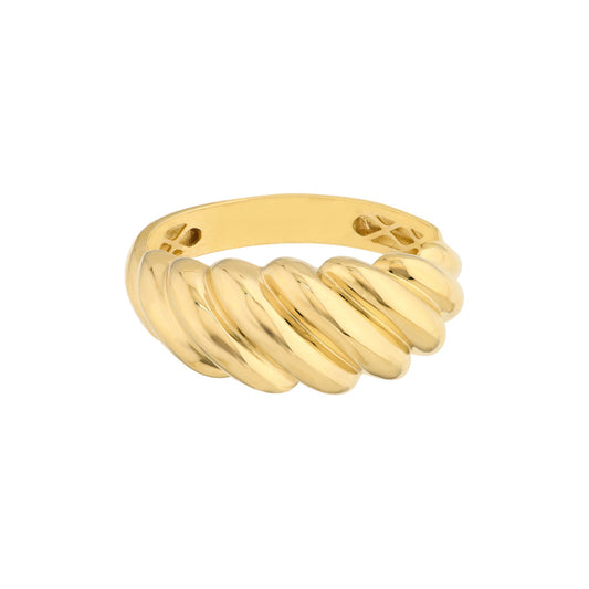 14k Gold Polished Twist Ribbed Ring
