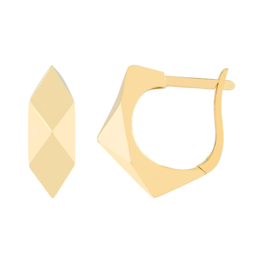 14k Gold Geometric Dome Hoop Earrings