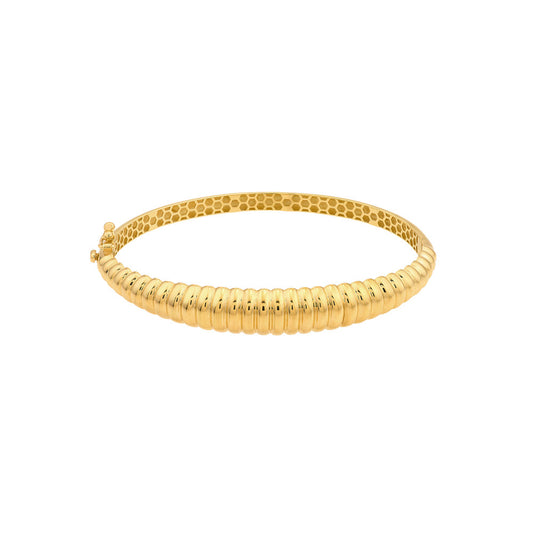 14k Gold Graduated Ribbed Bangle Bracelet