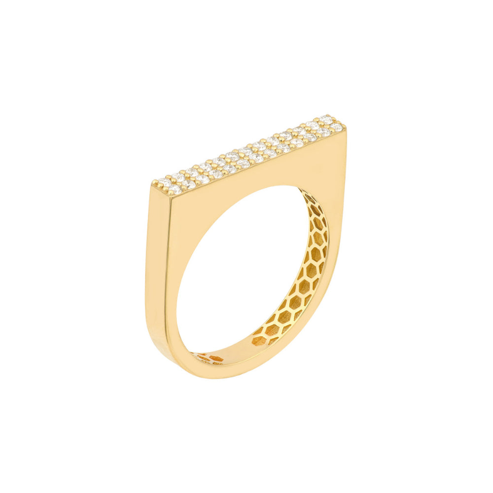 14k Gold Diamond Bar Ring