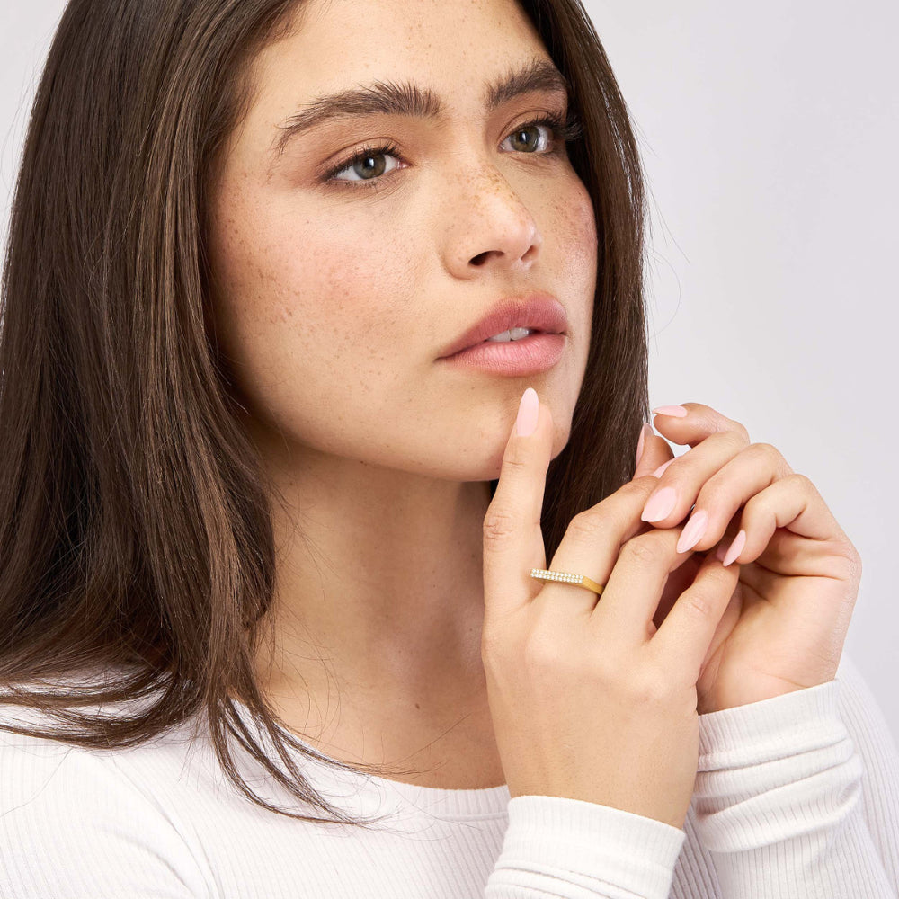 14k Gold Diamond Bar Ring