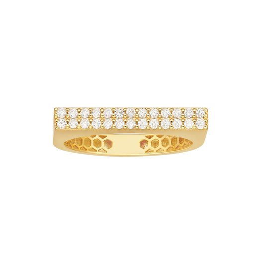 14k Gold Diamond Bar Ring