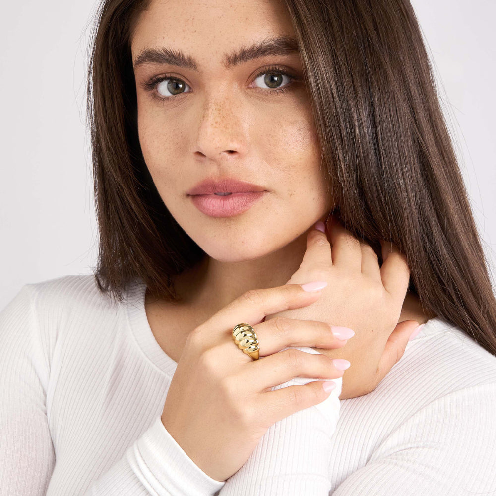 14k Gold Twisted Polished Dome Ring