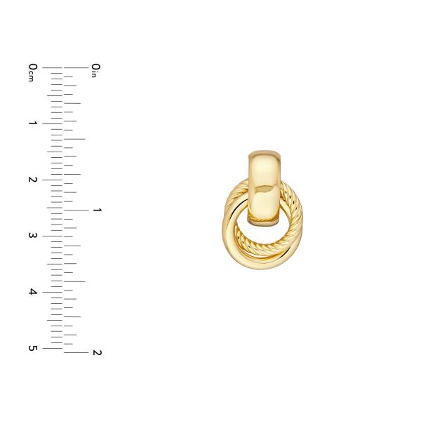 14k Yellow Gold Textured Door Knocker Hoop Earrings