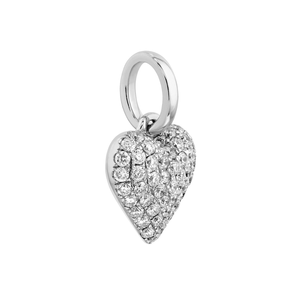 14k Gold Pave Diamond Heart Charm