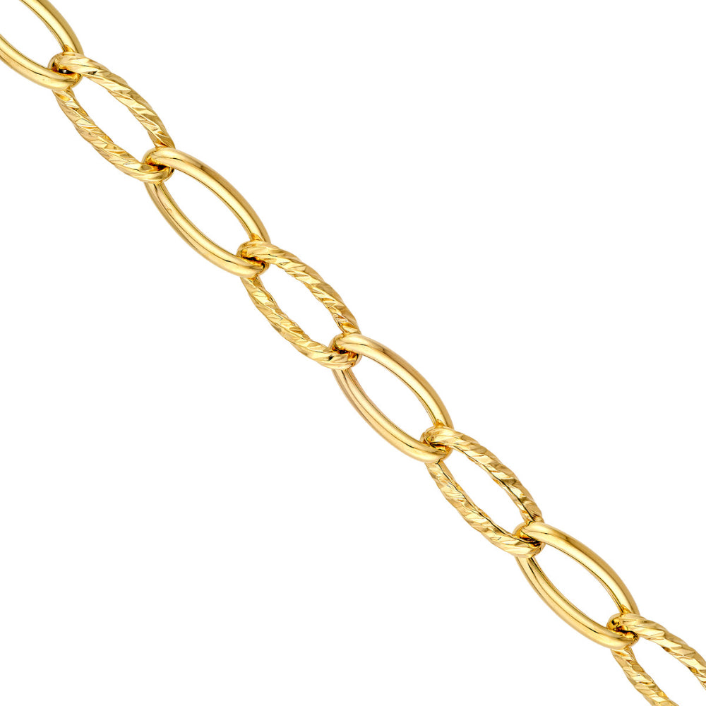 14k Gold Oval Twist Polished Links Chain, 18"