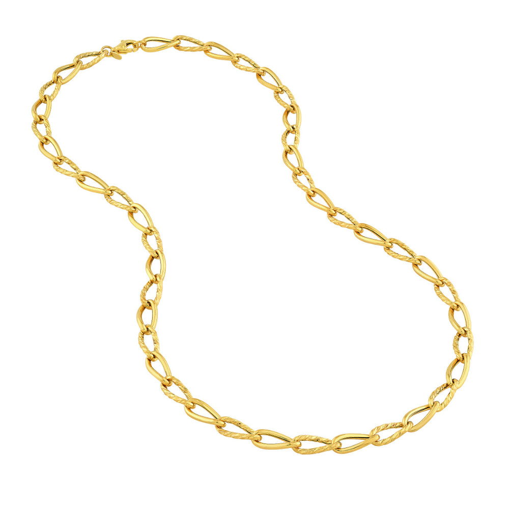 14k Gold Oval Twist Polished Links Chain, 18"