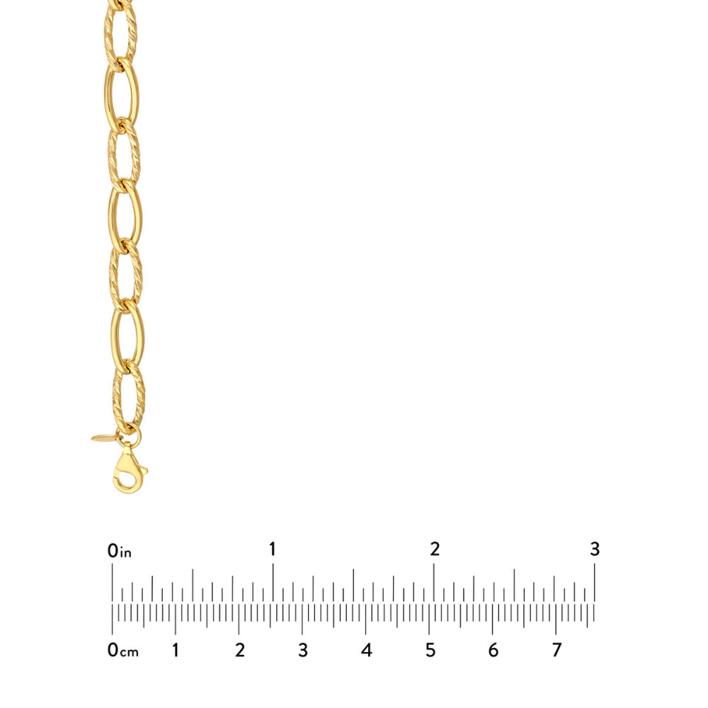 14k Gold Oval Twist Polished Links Chain, 18"