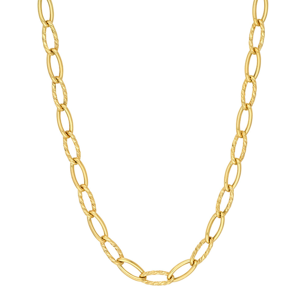 14k Gold Oval Twist Polished Links Chain, 18"