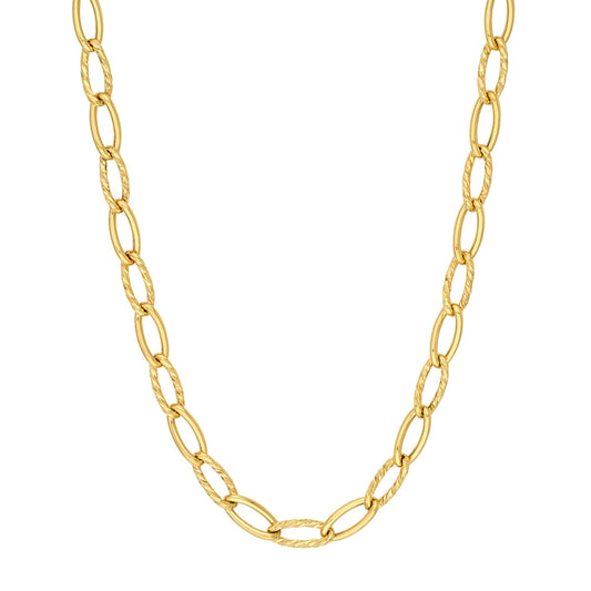 14k Gold Oval Twist Polished Links Chain, 18"