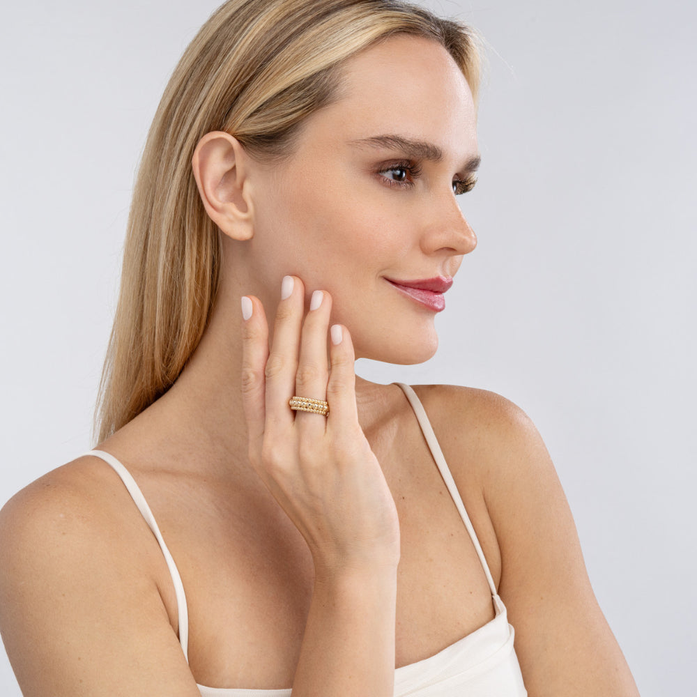 14k Gold Triple Bead Ring