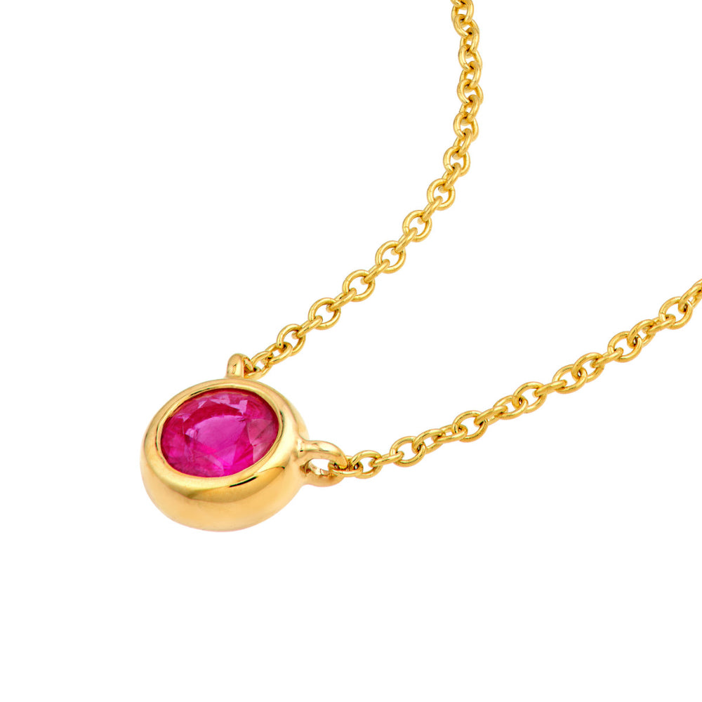 14k Ruby Stone Bezel Necklace