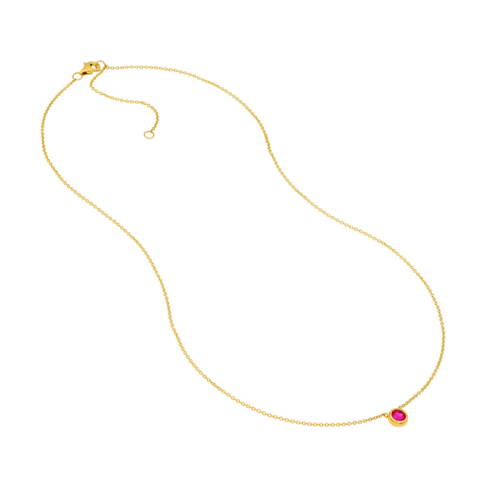 14k Ruby Stone Bezel Necklace