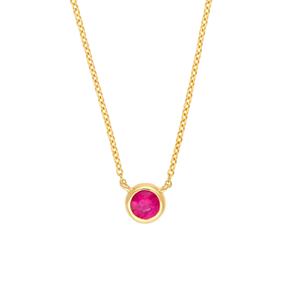 14k Ruby Stone Bezel Necklace