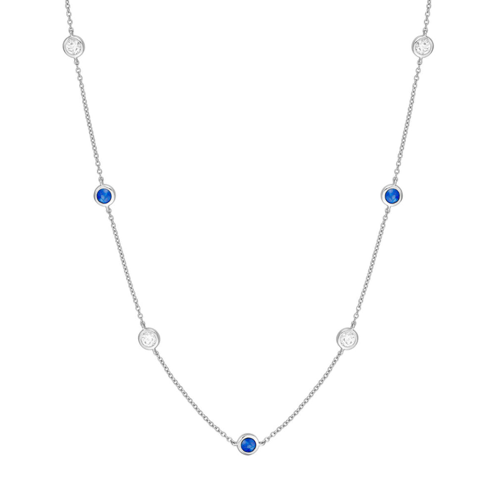 14k Sapphire and Diamond Station Necklace