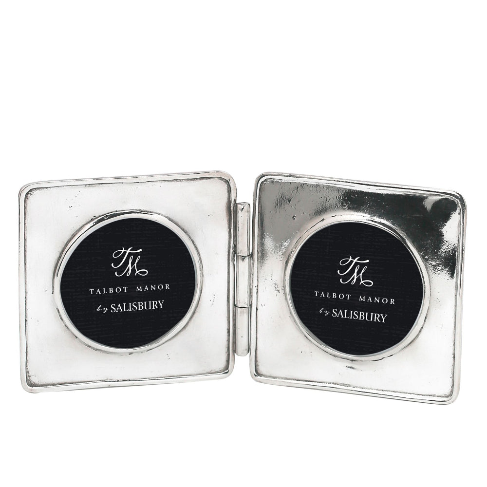 Silver Salisbury Talbot Manor Classic 2" Round Opening Double Frame on a white backround. 