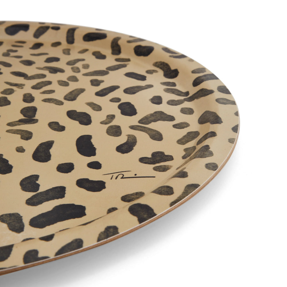 Halcyon Days Leopard Print Round Birchwood Tray