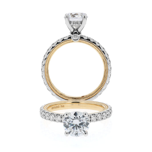 Verragio Tradtion 14k Gold Round Diamond Hidden Halo Engagement Ring