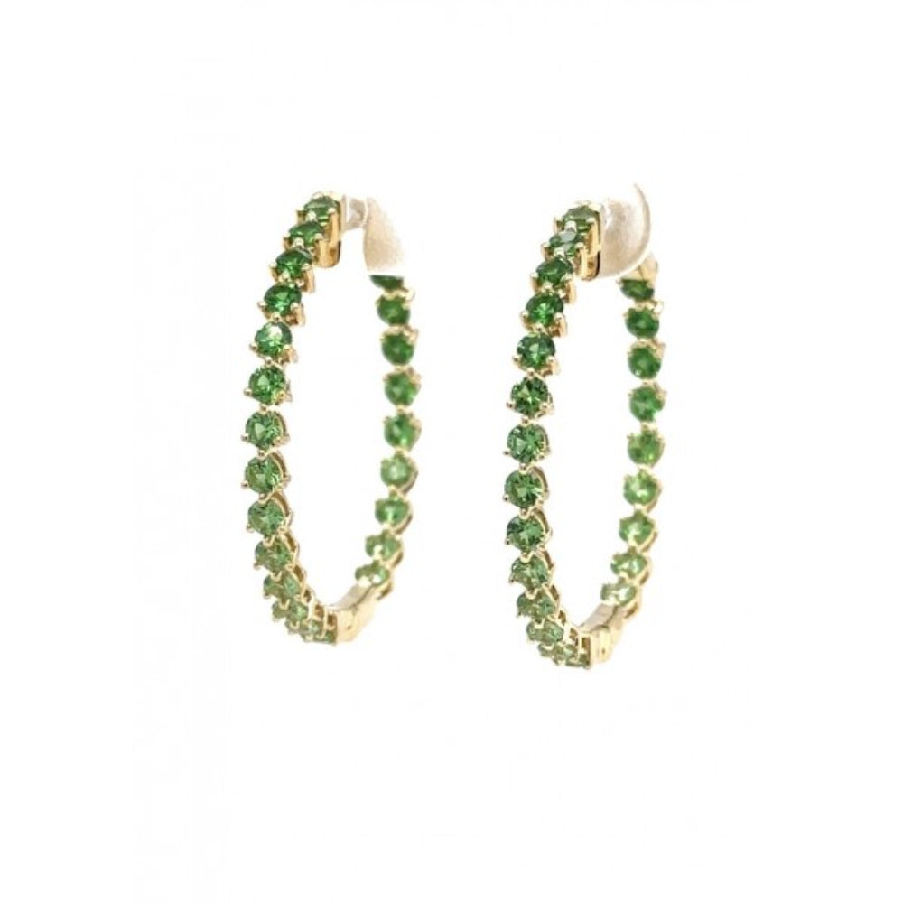 Lisa Nik Rainbow 18k Ombre Green Tsavorite Hoop Earrings