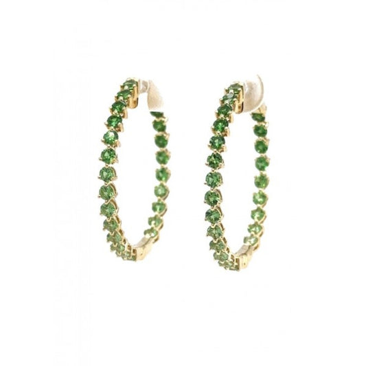 Lisa Nik Rainbow 18k Ombre Green Tsavorite Hoop Earrings