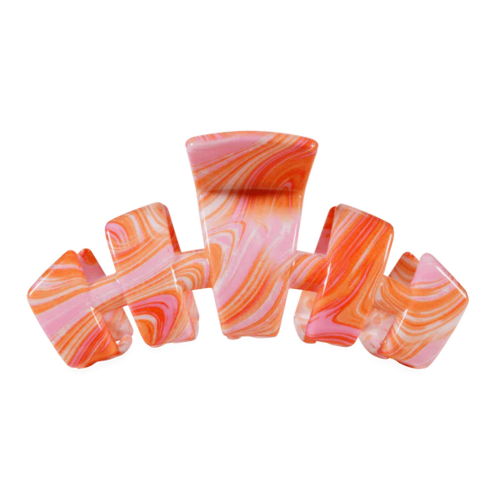 Set of colorful marbled hairclip on a white background