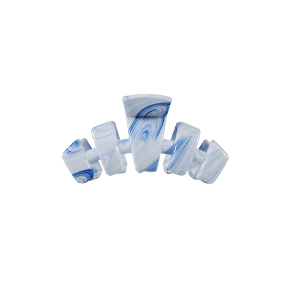 Set of white and blue hair clip on a white background