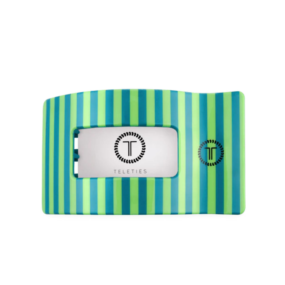 Striped hair clip on a white background.