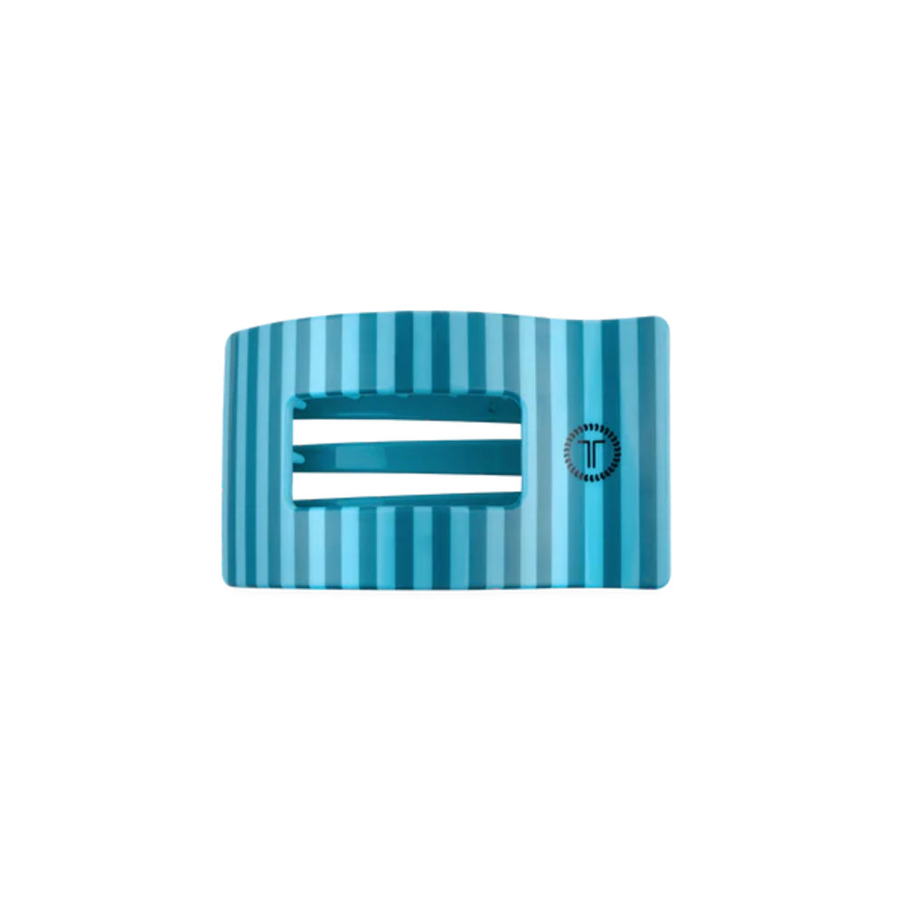 Blue striped hair clip on a white background