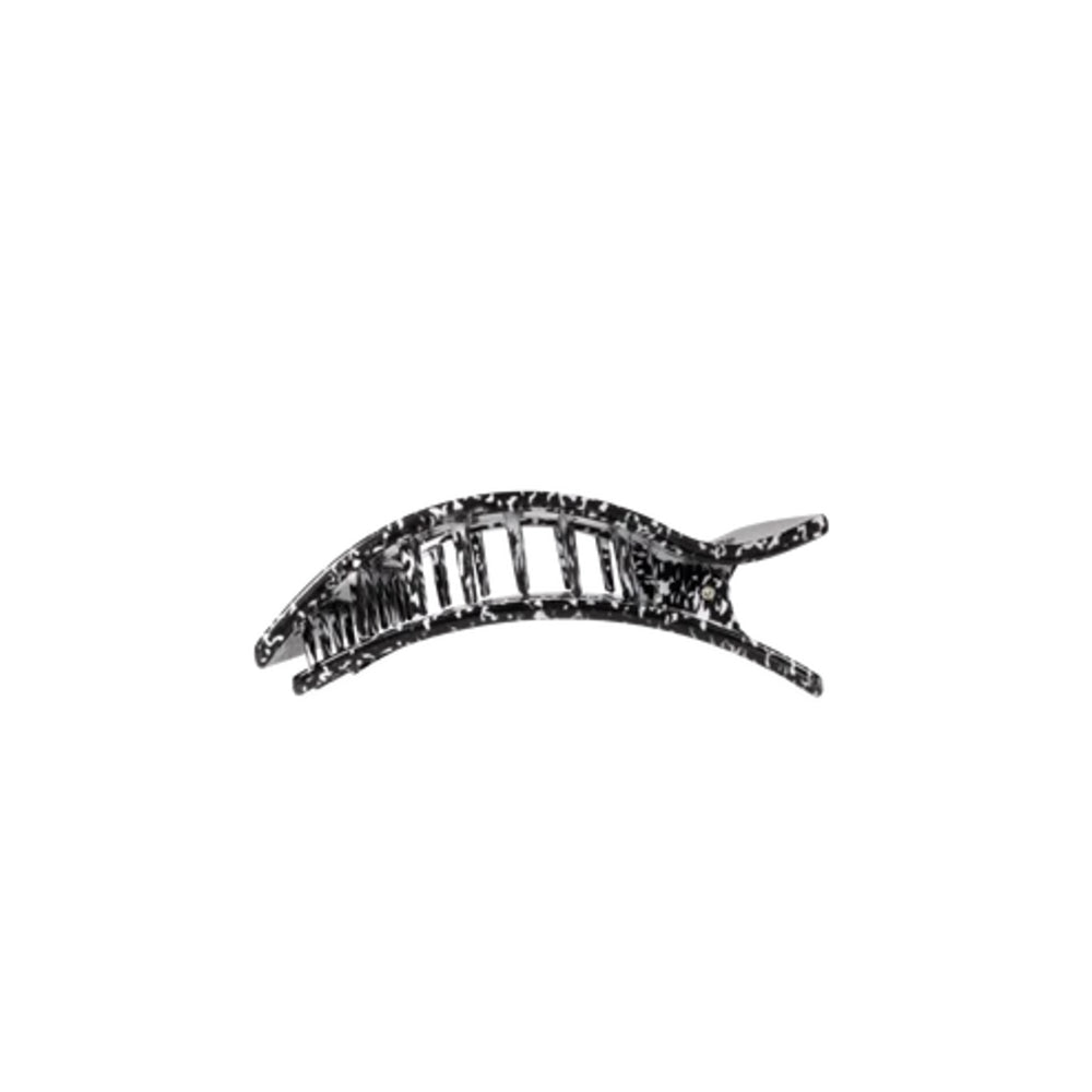 A silver-toned metal claw-style hair clip with a textured, glittery finish, shown on a plain white background.