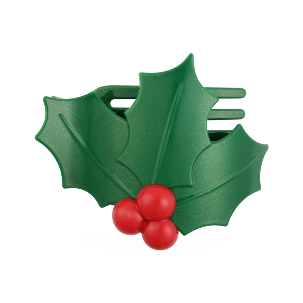 TELETIES Glitter Holly Leaves Flat Hair Clip