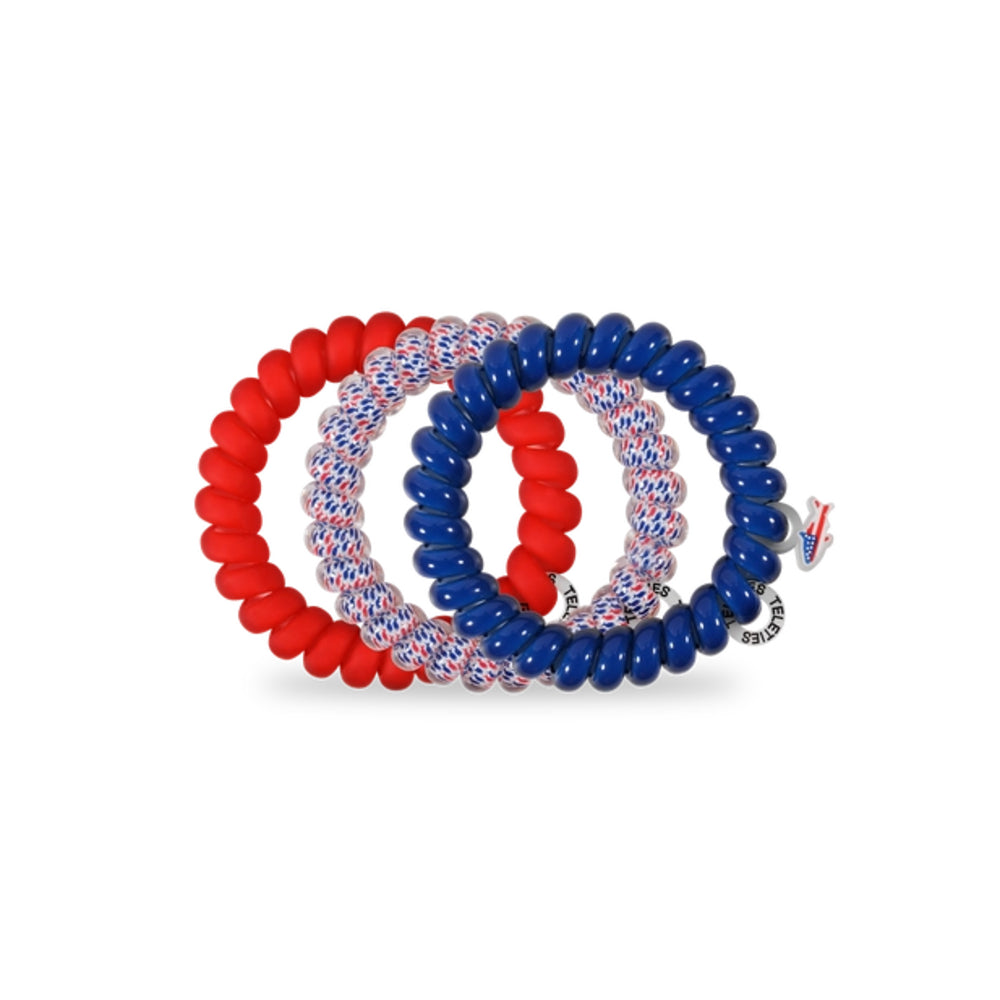 Red, white, blue spiral hair ties