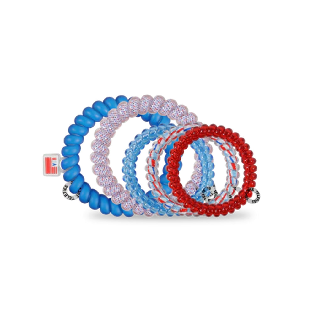 Set of red, white, and blue hair ties